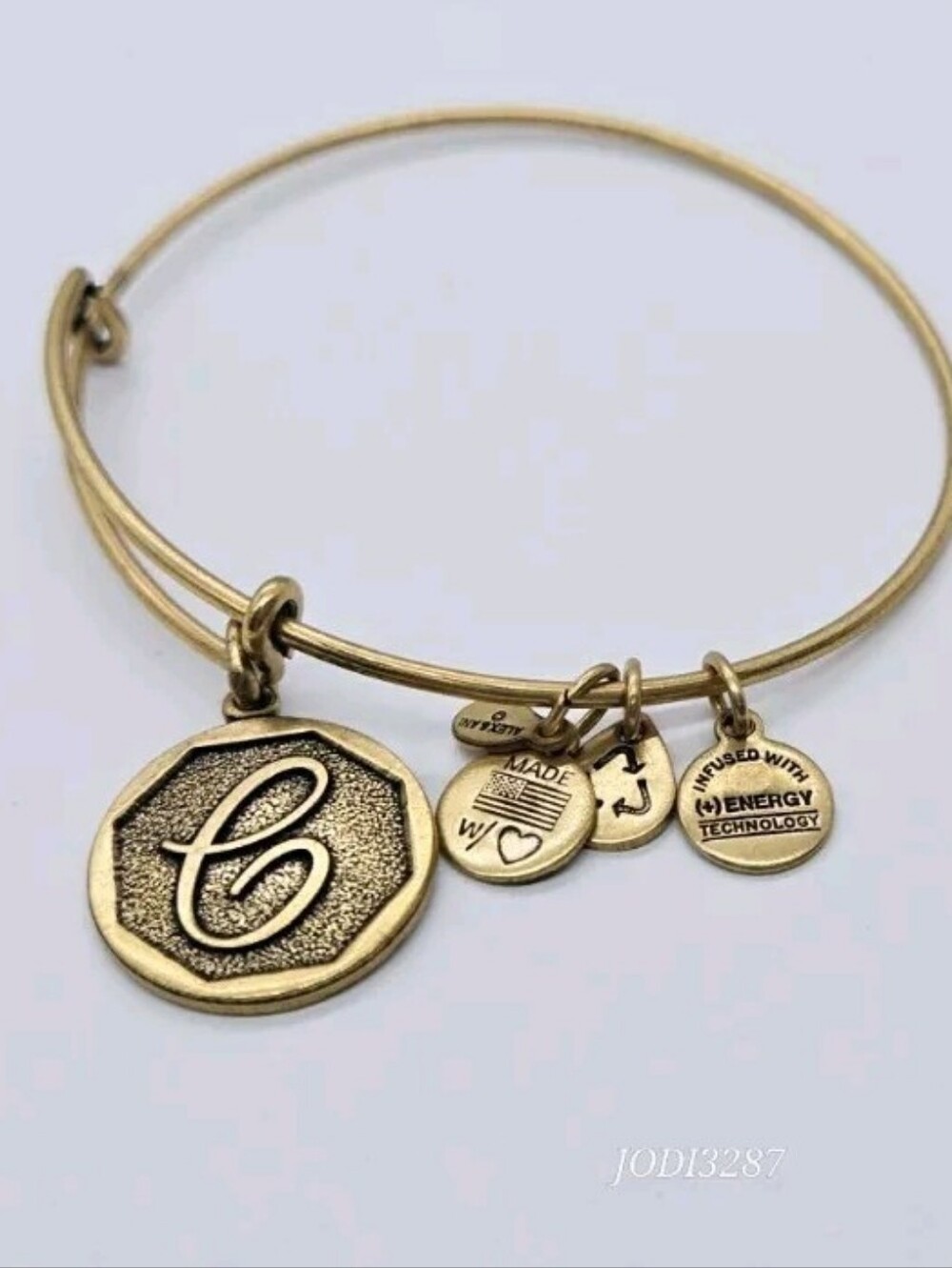 Alex and Ani Initial C Expandable Bangle Rafaelian Gold Charm Bracelet Boho CC